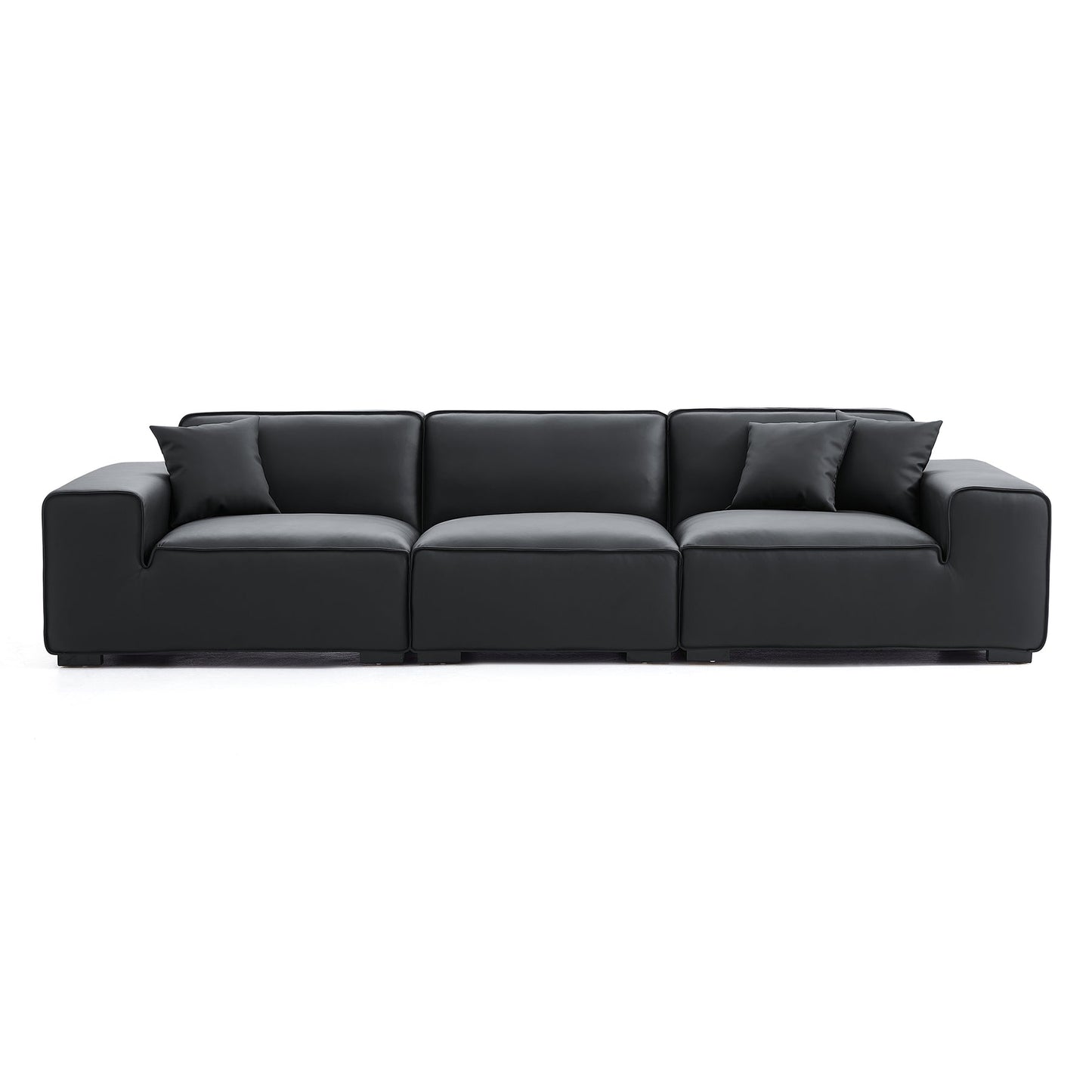 Modern style black genuine leather modular sofa