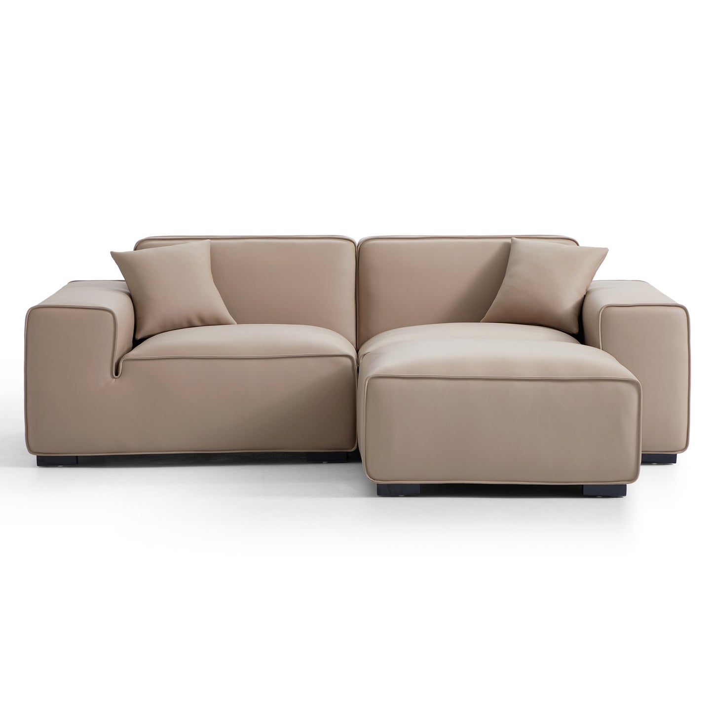 Genuine leather upholstery sofa with ottoman