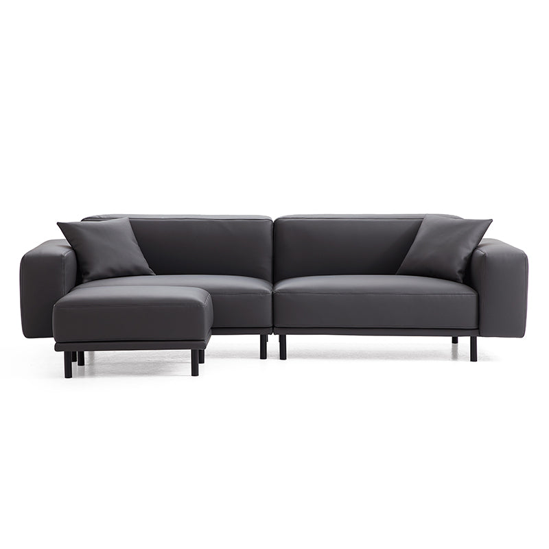 Modern Design Genuine Leather Modular Sofa with Ottoman