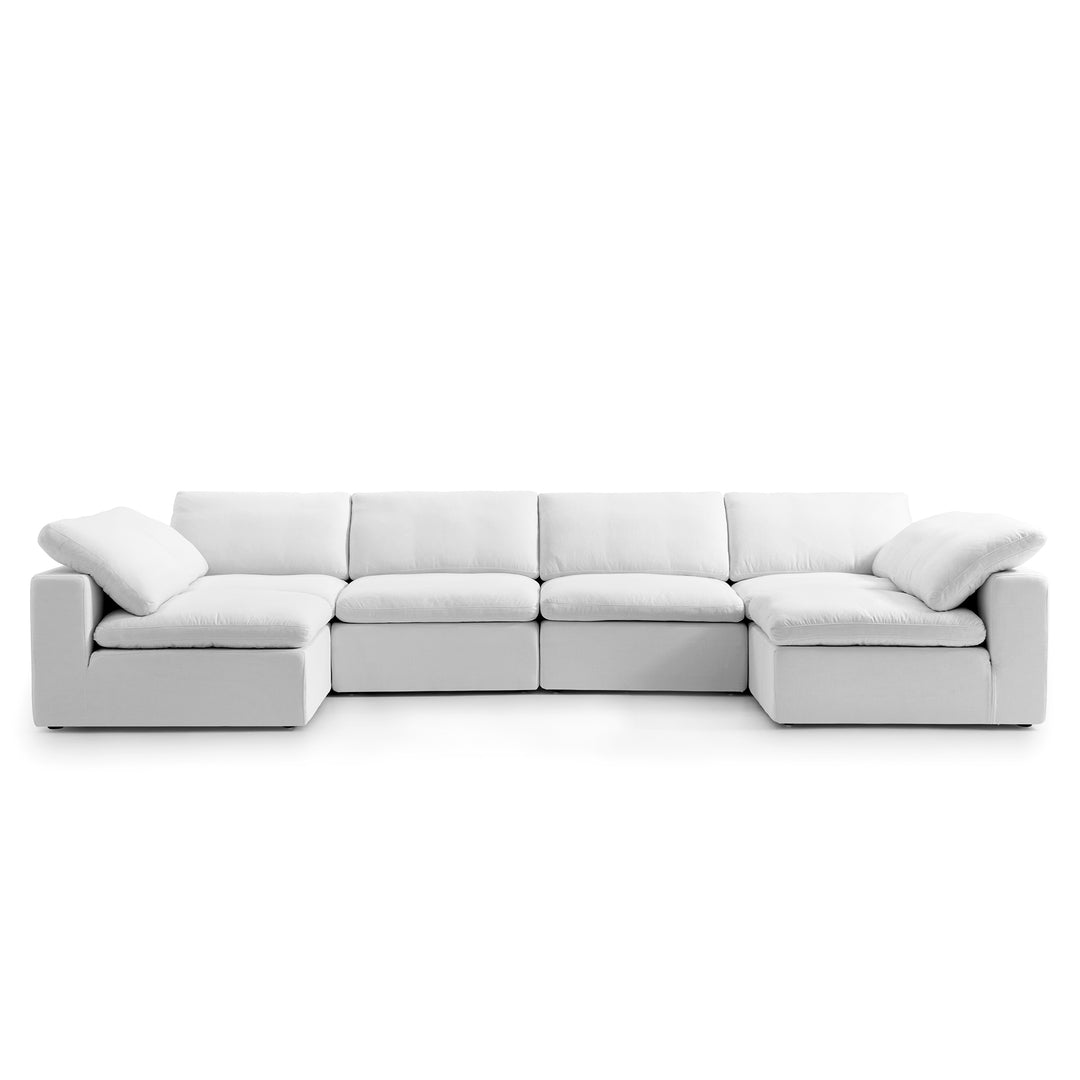 Cozy U-Shape Feather Removable Cover Fabric Modular Sectional Sofa