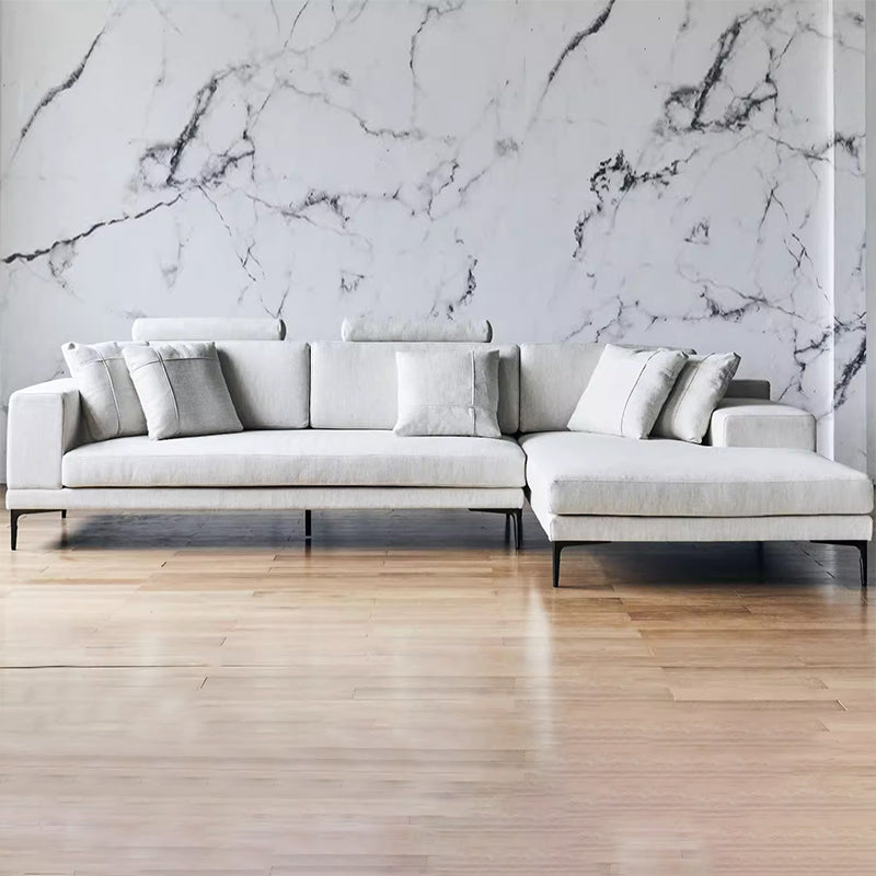 Beige fabric modular L shaped 3 seater sectional sofa