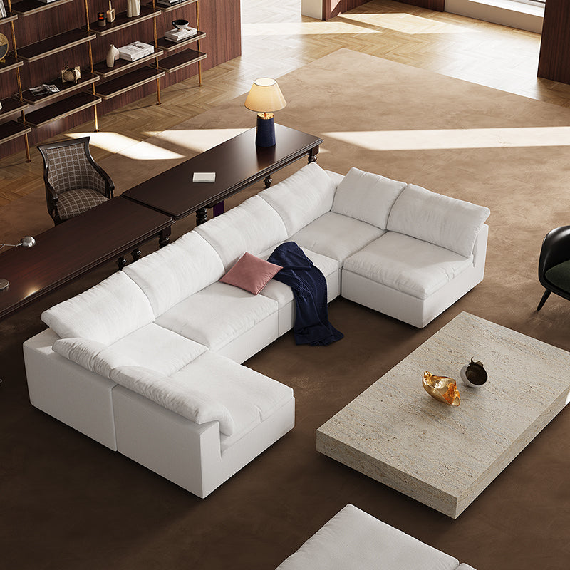 Cozy U-Shape Feather Removable Cover Fabric Modular Sectional Sofa
