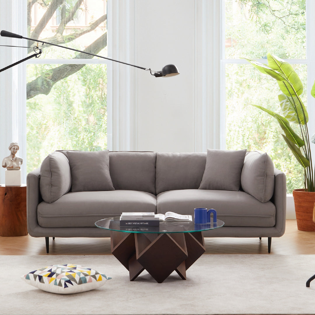 Living room furniture 2 seater grey matte fabric sofas loveseat