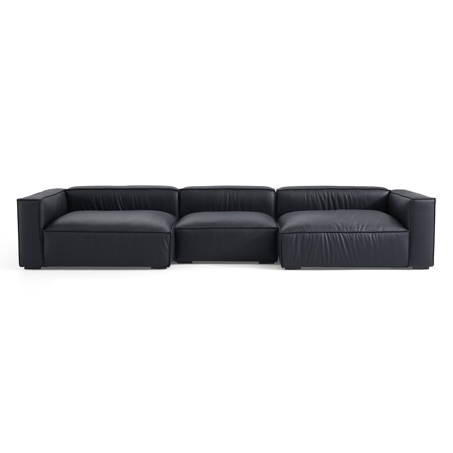 Modern furniture black genuine leather u shape sectional sofa