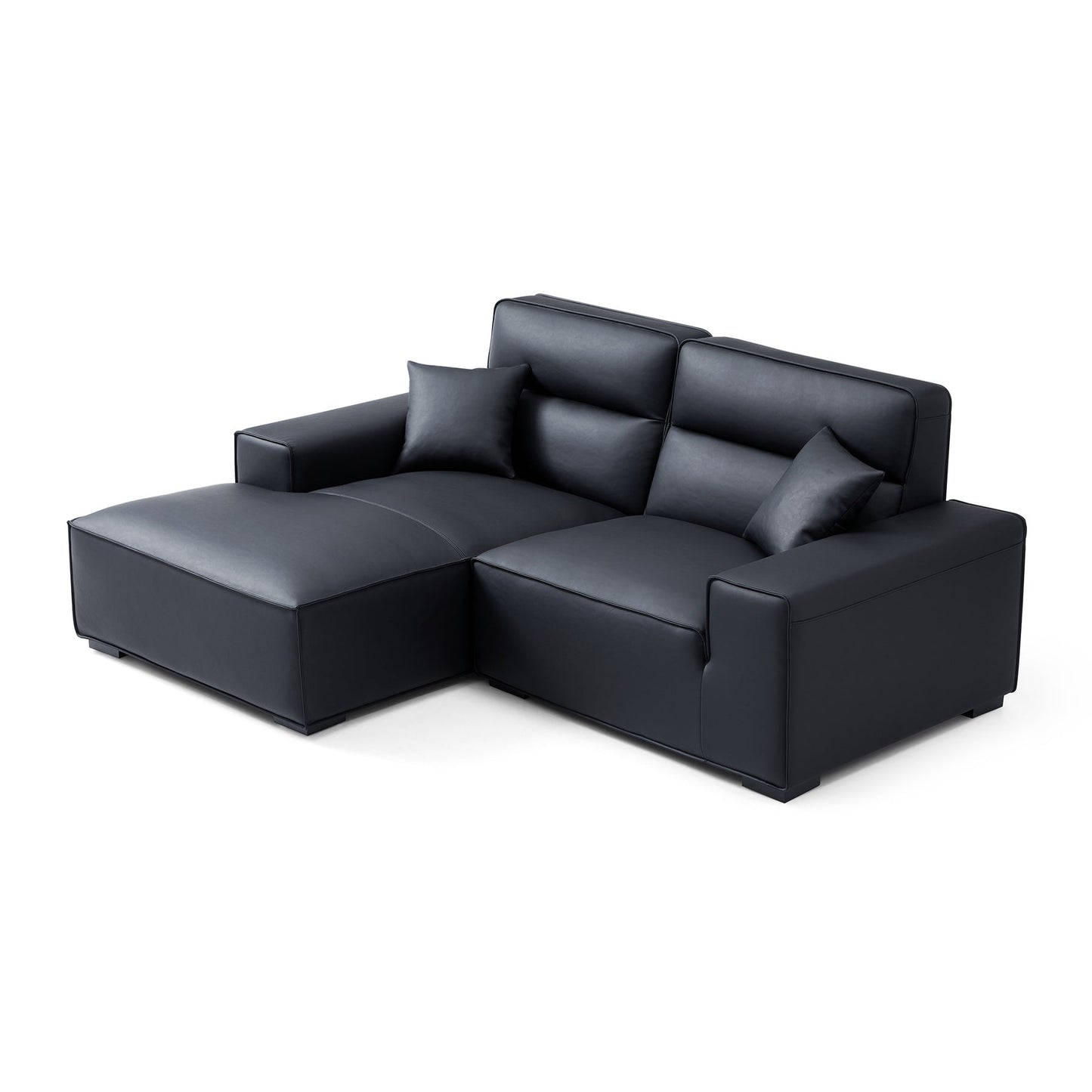 Living room deep seat high back leather sectional sofa with chaise