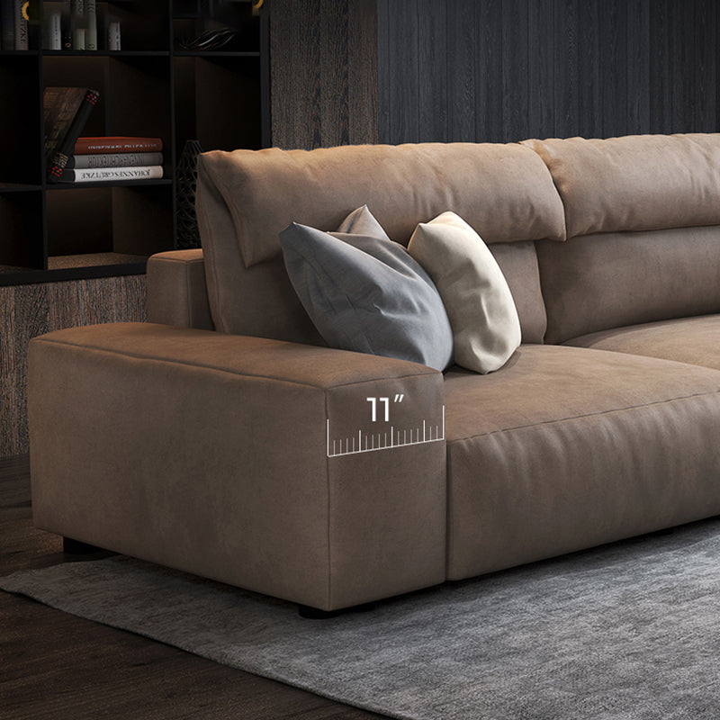 Modern Hi-Tech Fabric Brown Modular Larch Wood Frame Feather Sectional Lounge Sofa