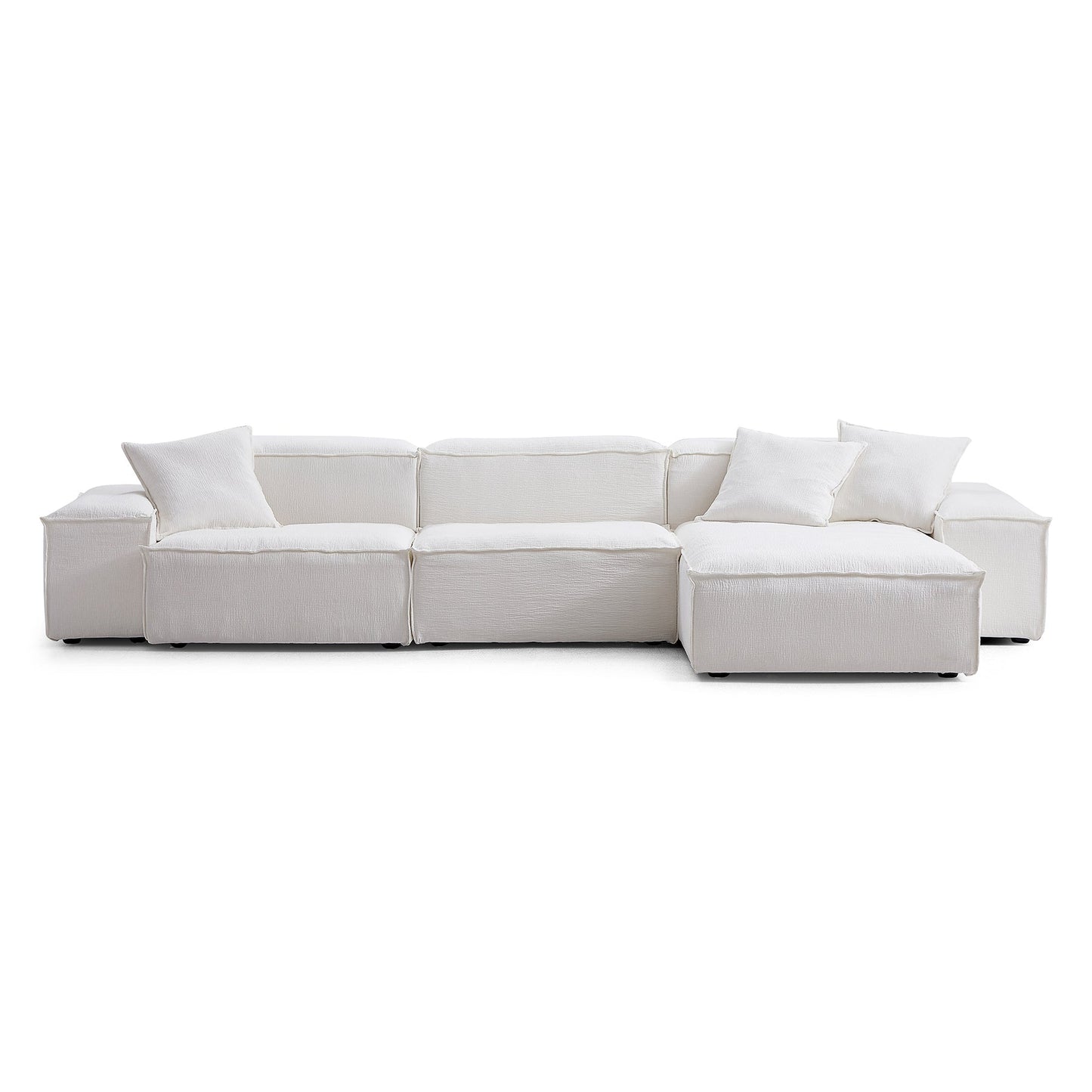 Cozy Natural Linen Fabric Removable Cover Sectional Sofa