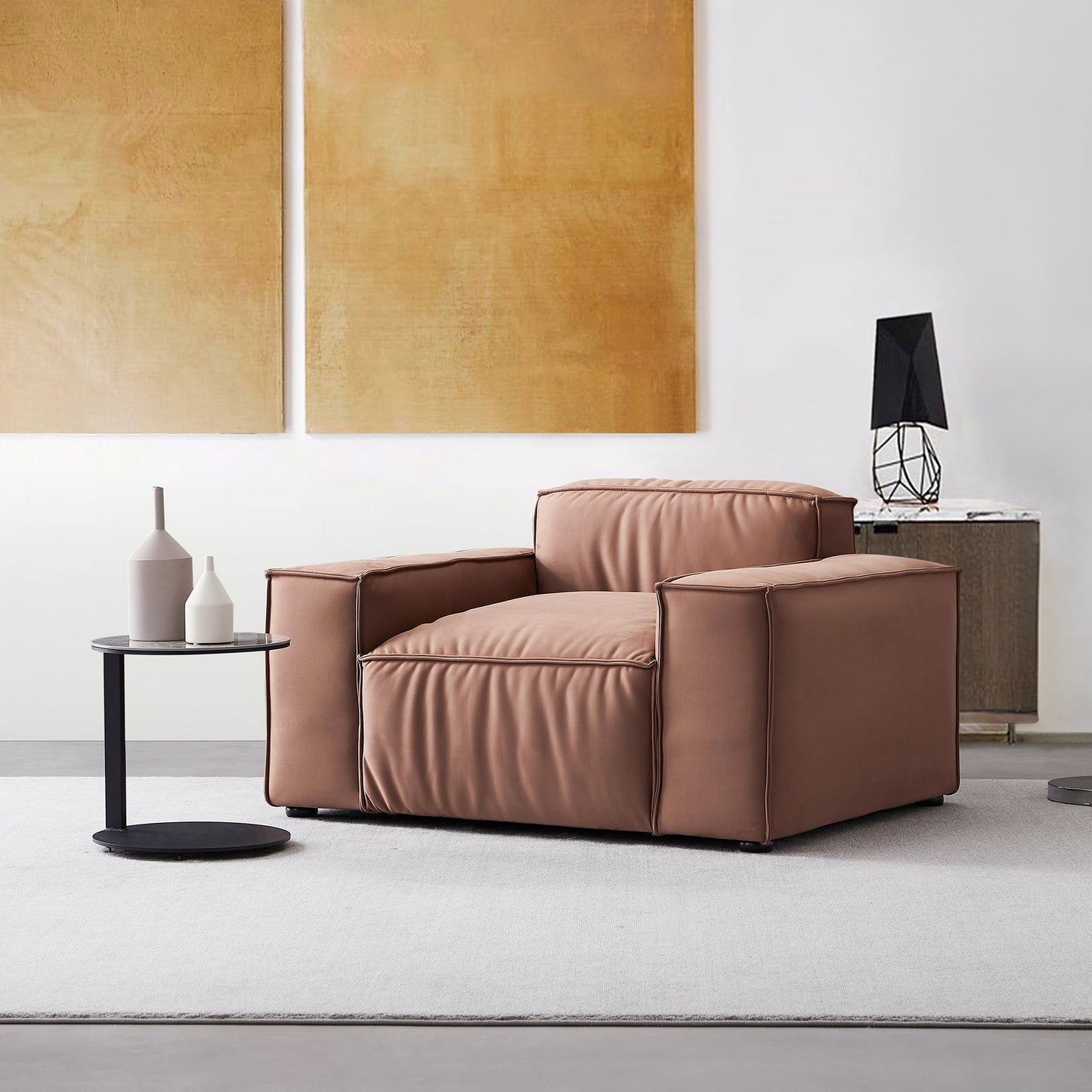 Matt fabric single sofa accent chair