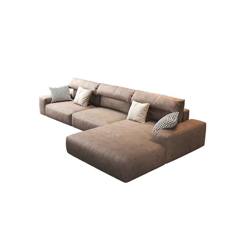 Hi-tech fabric brown chaise l shape sectional sofa
