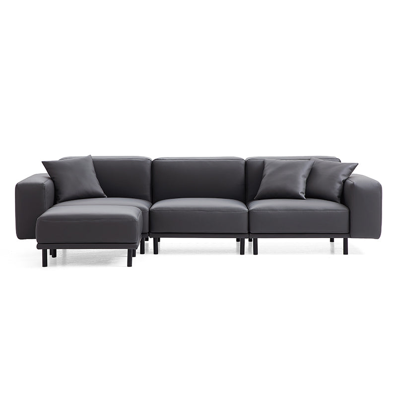 Modern Design Genuine Leather Modular Sofa with Ottoman