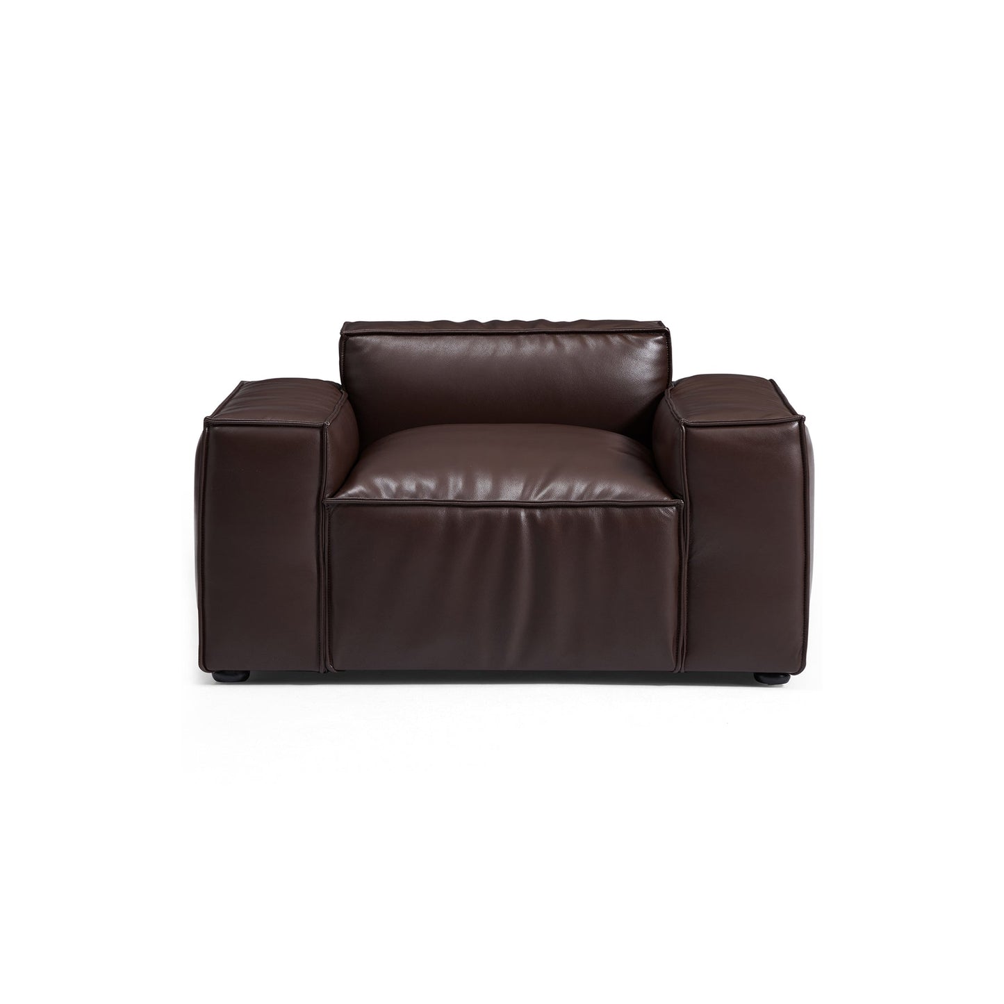 Classic interior design brown genuine leather single seater sofa