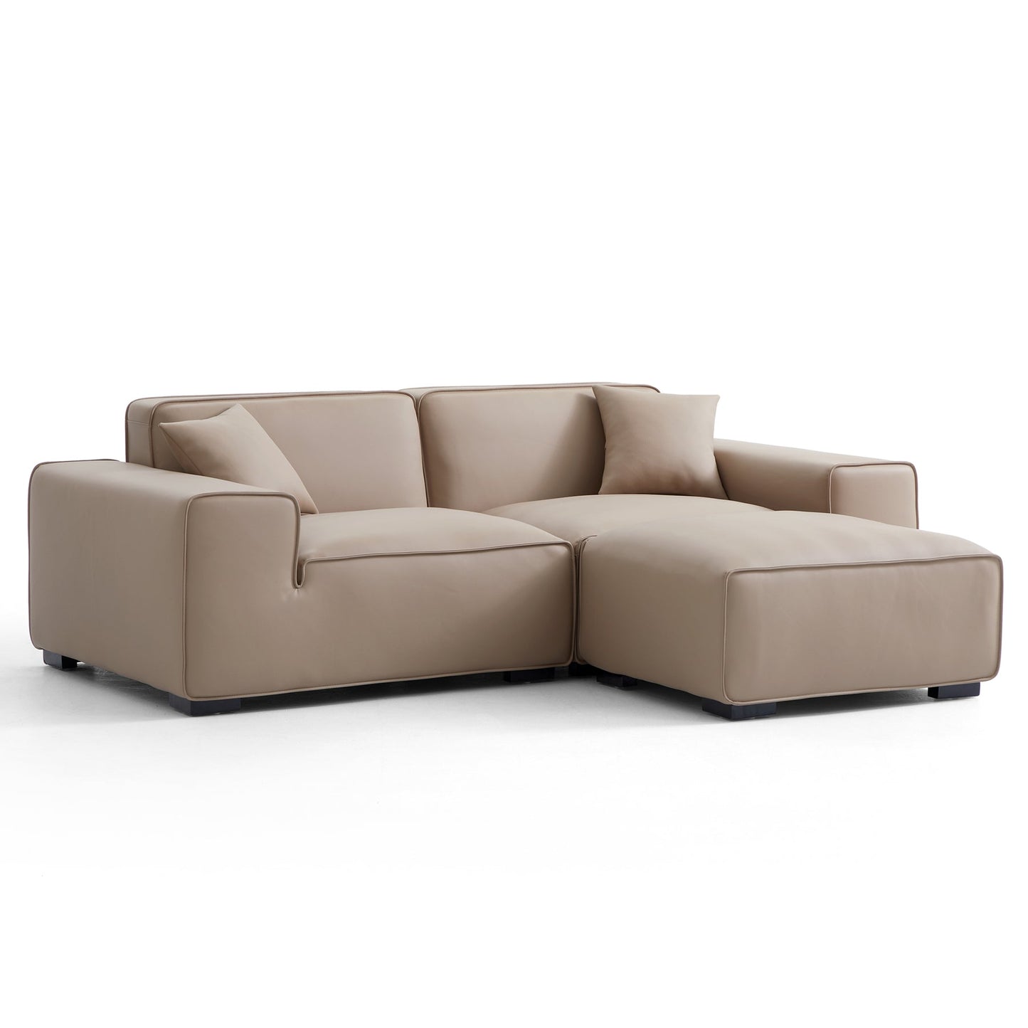 Genuine leather upholstery sofa with ottoman