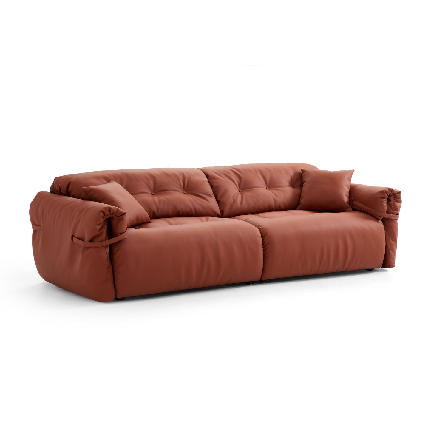 4-Seater Reddish Brown Genuine Leather Modular Cozy Sofa