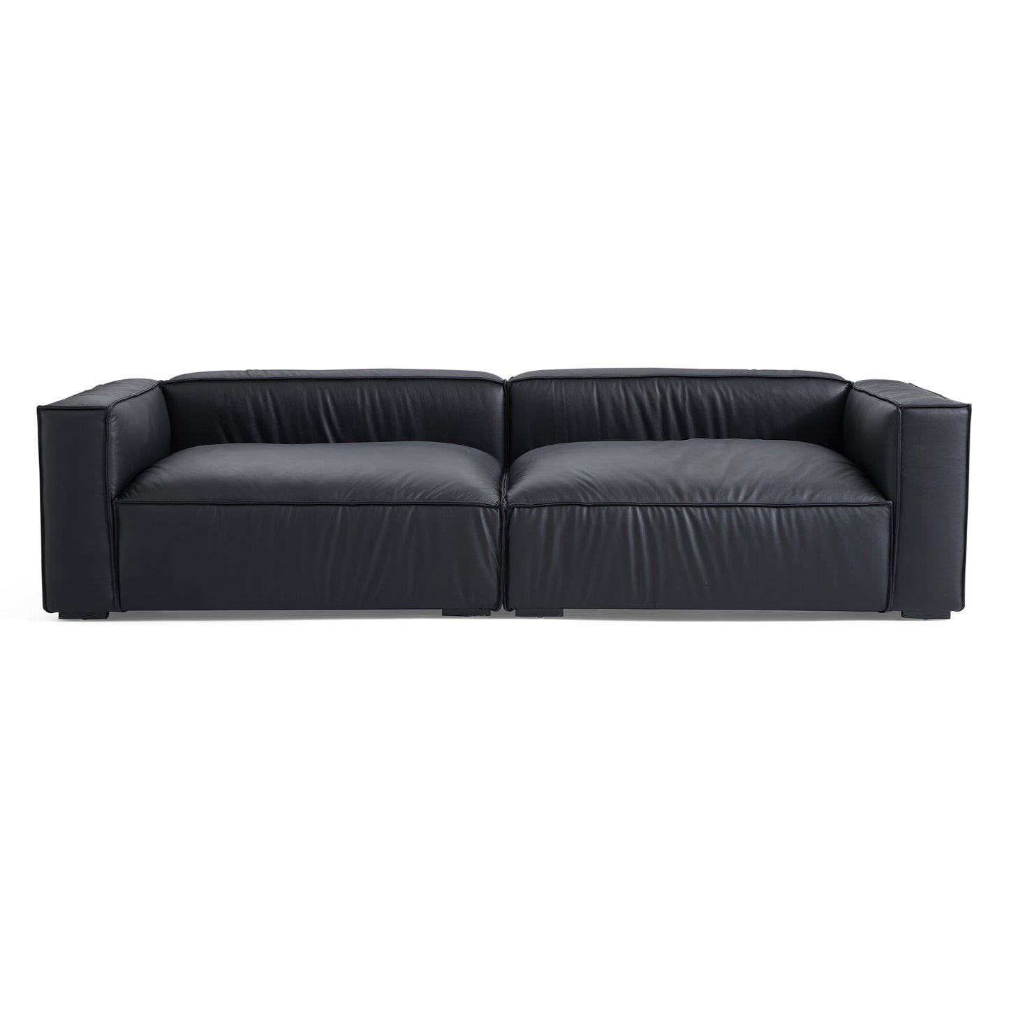 Genuine leather sectional left and right chaise sofa bed