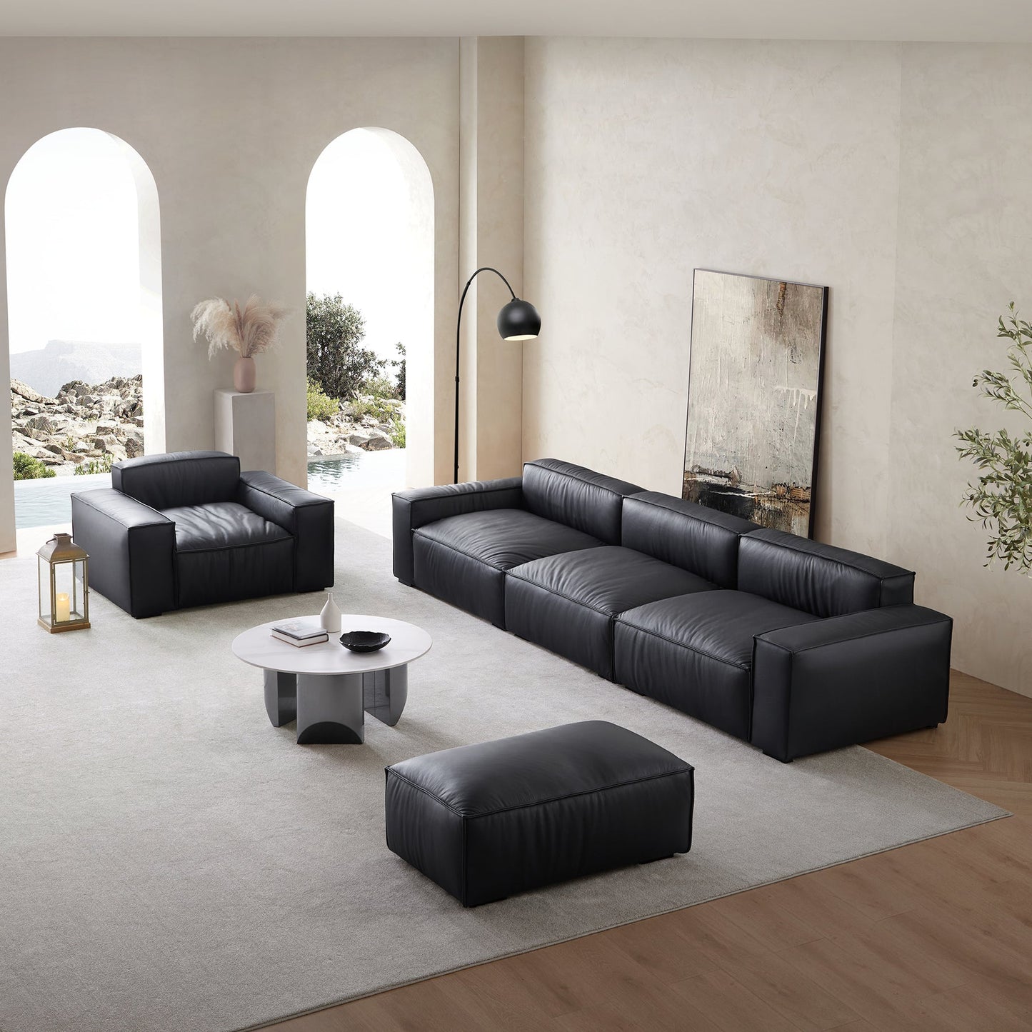 Modular Genuine Real Leather Sofa Set for Living Room