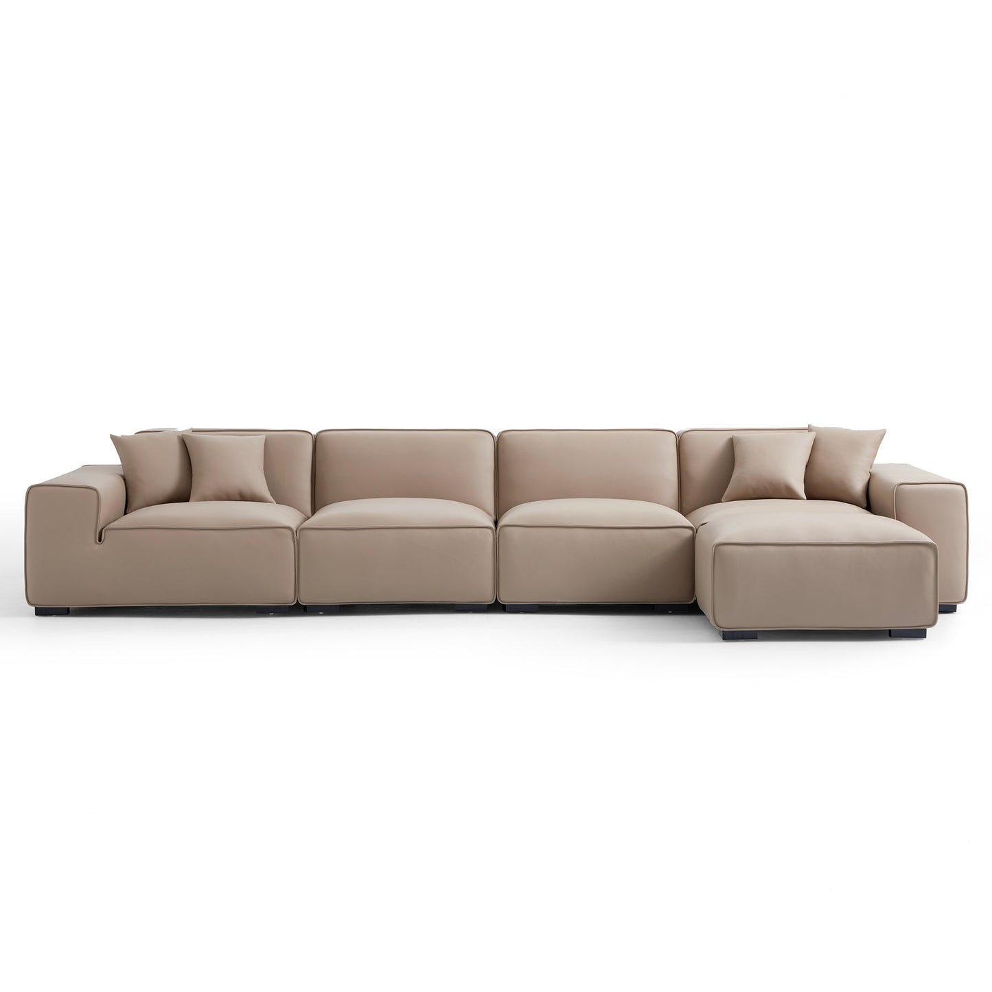 Genuine leather upholstery sofa with ottoman