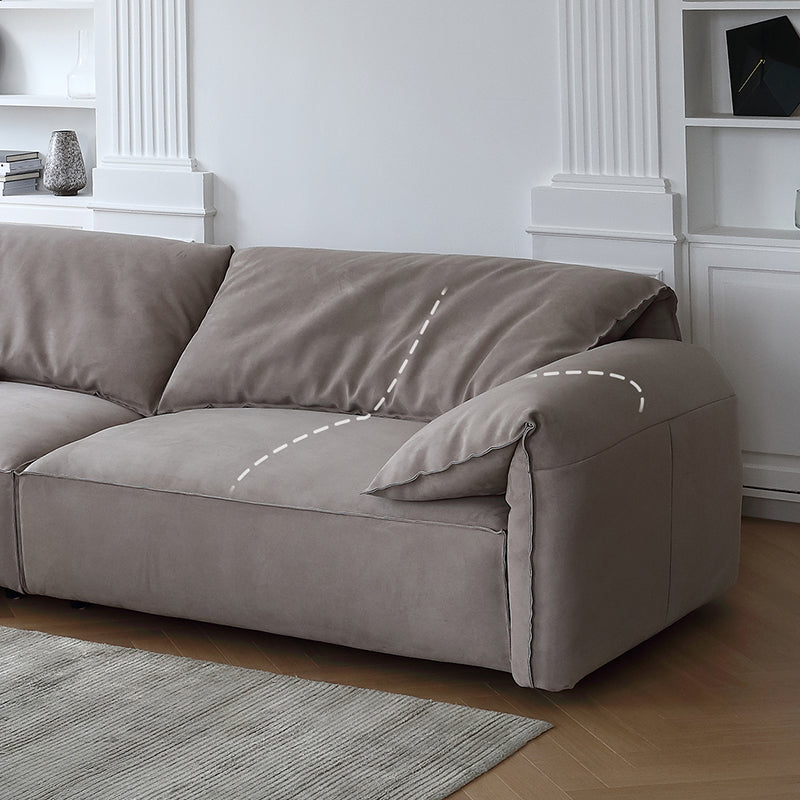 Italian style modern living room i shape grey matte fabric modular sofa