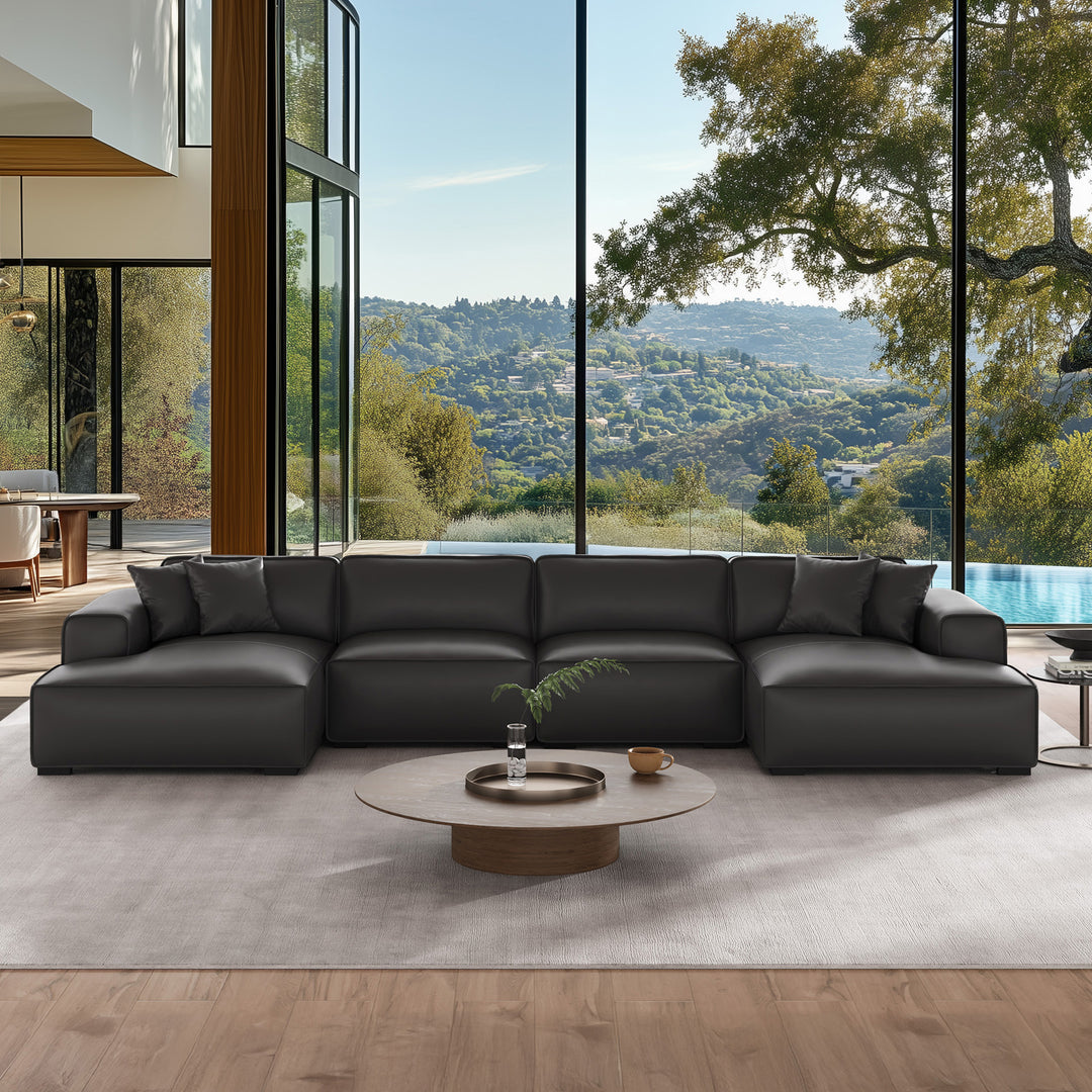 Italian style genuine leather U shape sofa