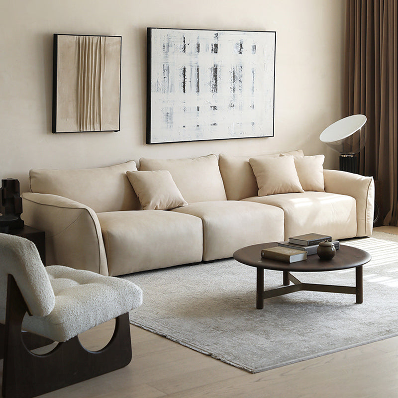 3 seater beige matte fabric modular couch upholstered sofa