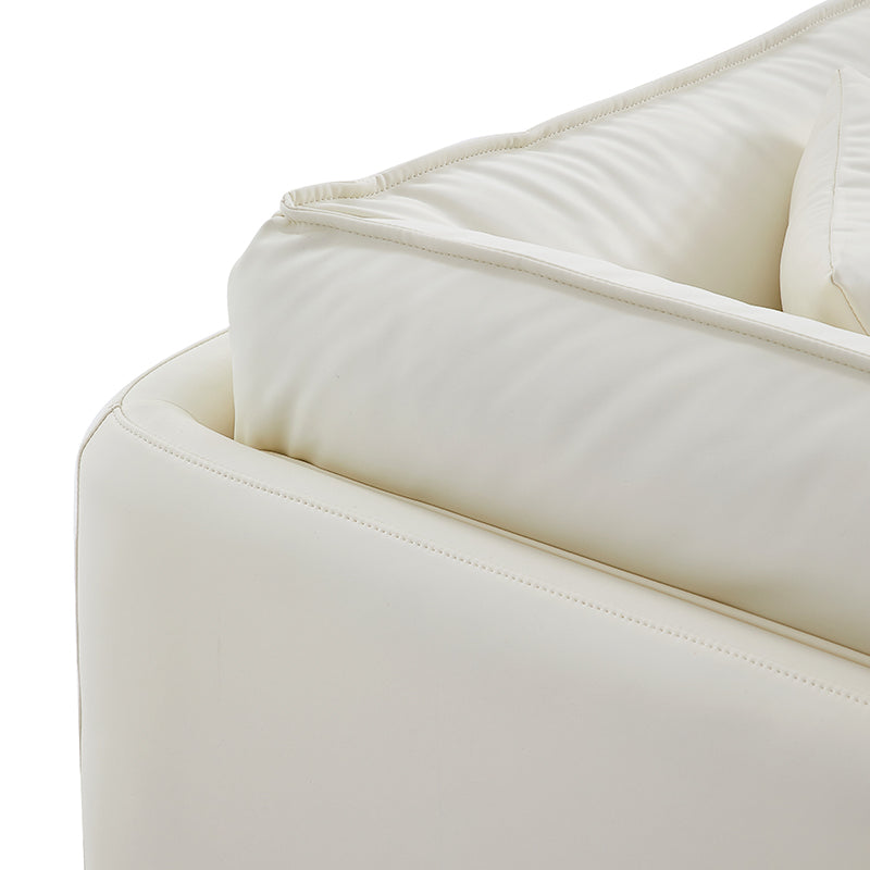 Cozy feather white silicone leather armchair single sofa