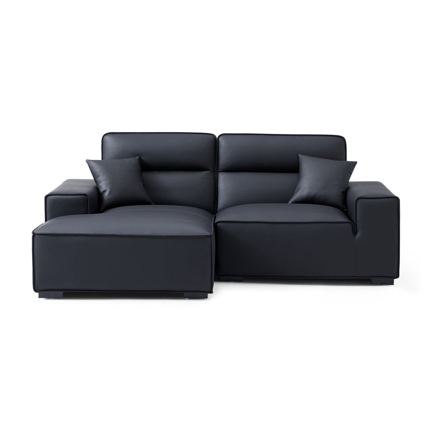 Living room deep seat high back leather sectional sofa with chaise