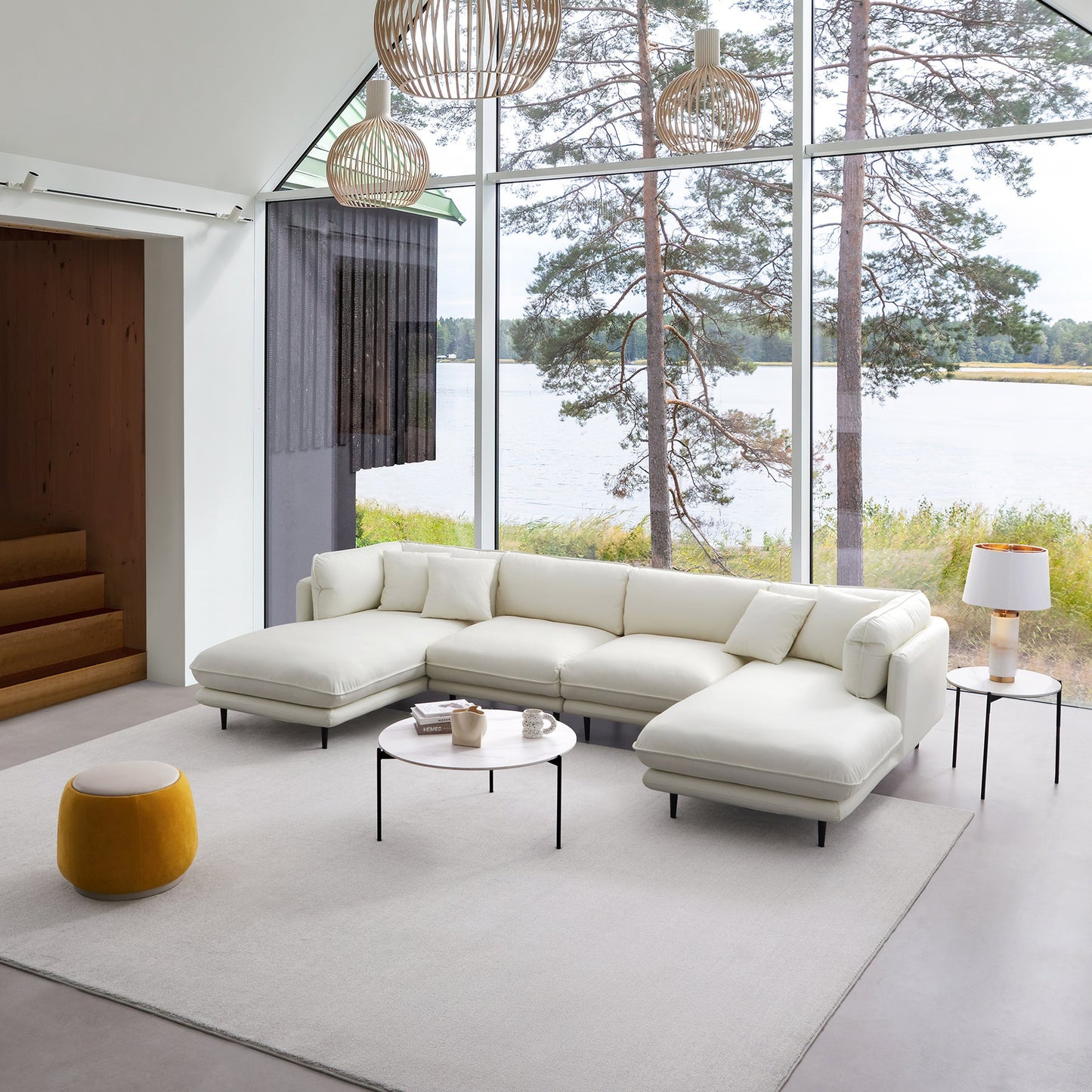 Living room urban design silicone leather upholstery u shaped sofa