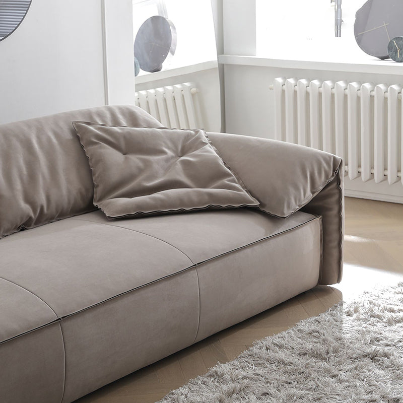 Italian style modern living room i shape grey matte fabric modular sofa