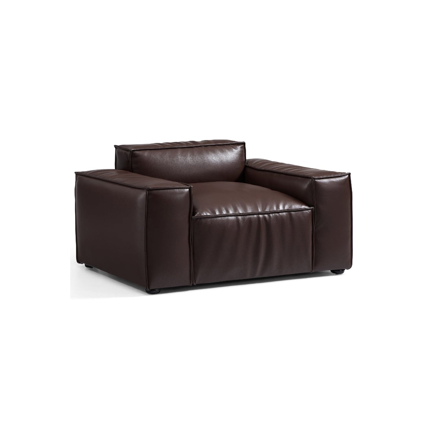 Classic interior design brown genuine leather single seater sofa