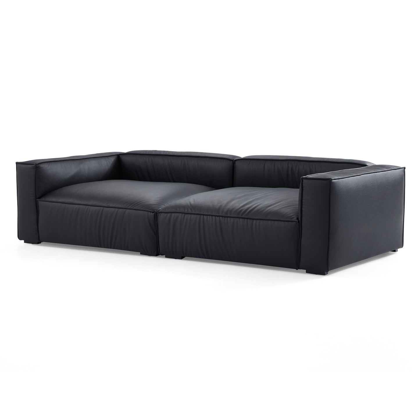 Genuine leather sectional left and right chaise sofa bed