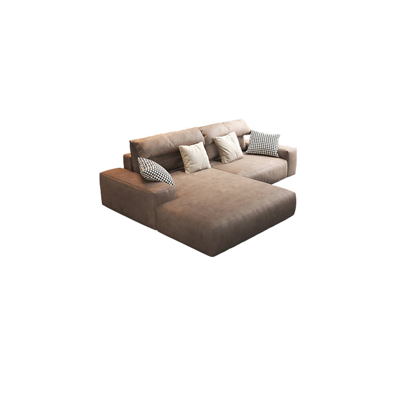 Hi-tech fabric brown chaise l shape sectional sofa