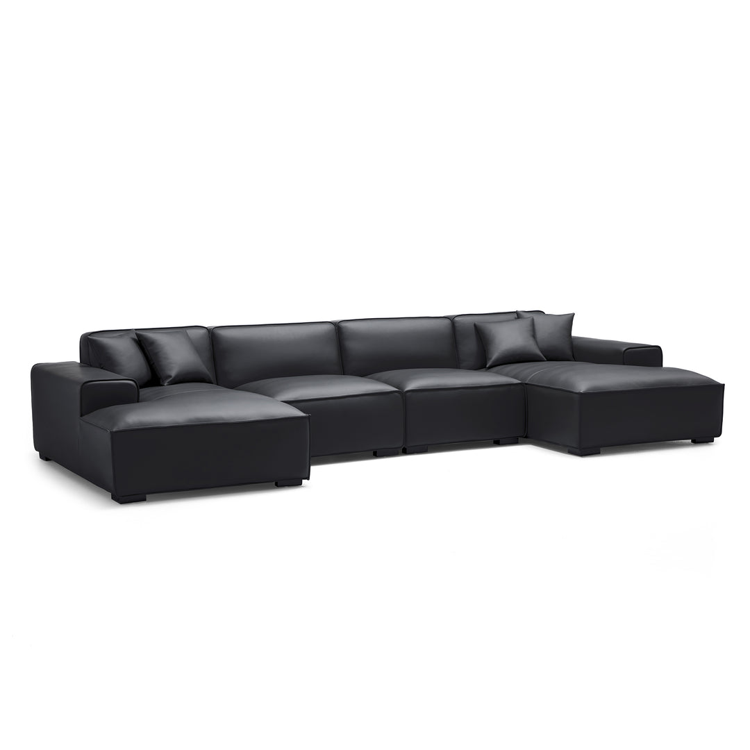 Italian style genuine leather U shape sofa