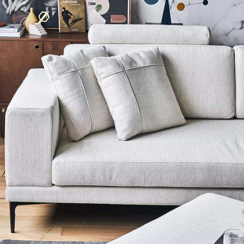 Beige fabric modular L shaped 3 seater sectional sofa