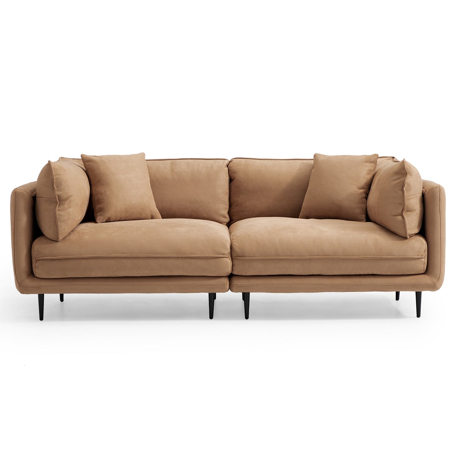 Apartment camel matte fabric 2 seater loveseat sofa