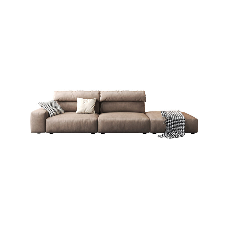 Modern Hi-Tech Fabric Brown Modular Larch Wood Frame Feather Sectional Lounge Sofa