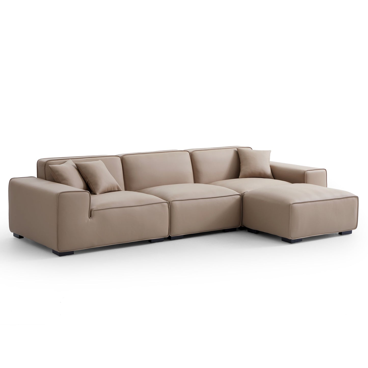 Genuine leather upholstery sofa with ottoman