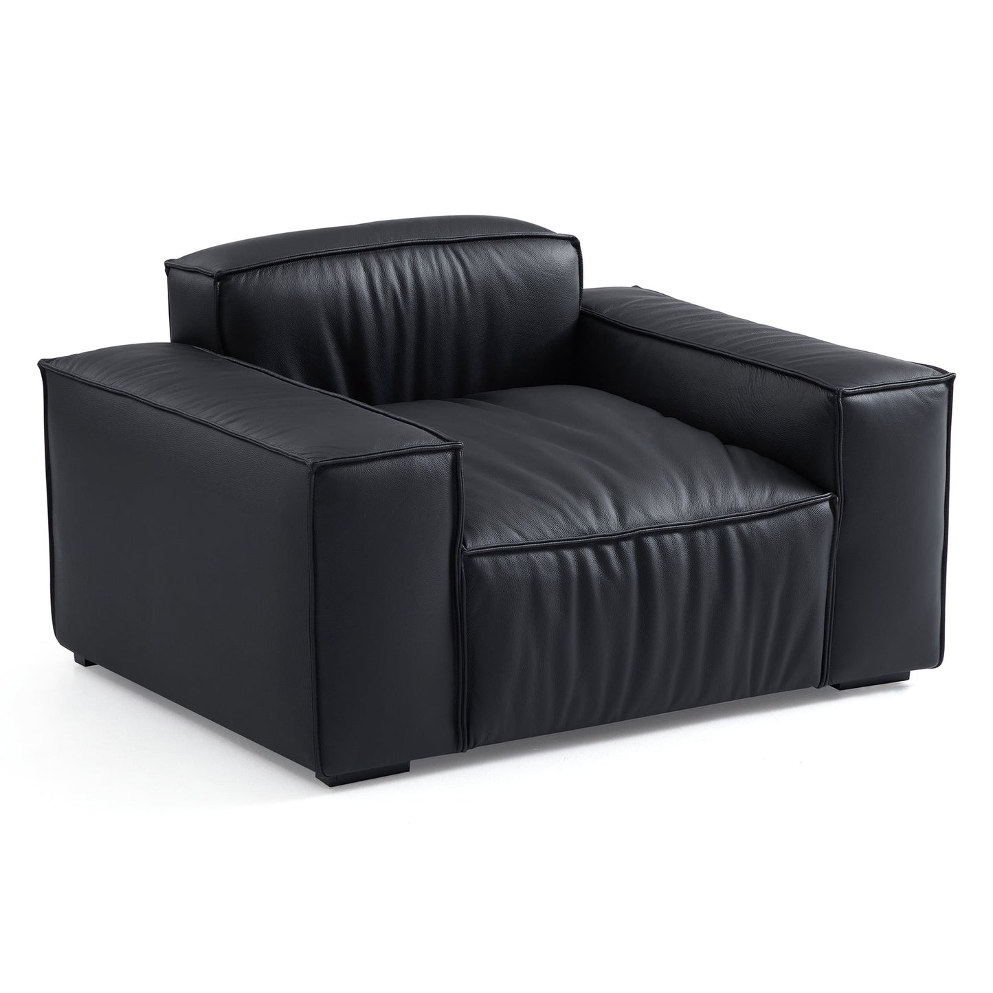 Black leather single sofa leisure chair for living room