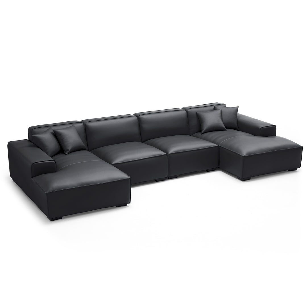 Italian style genuine leather U shape sofa