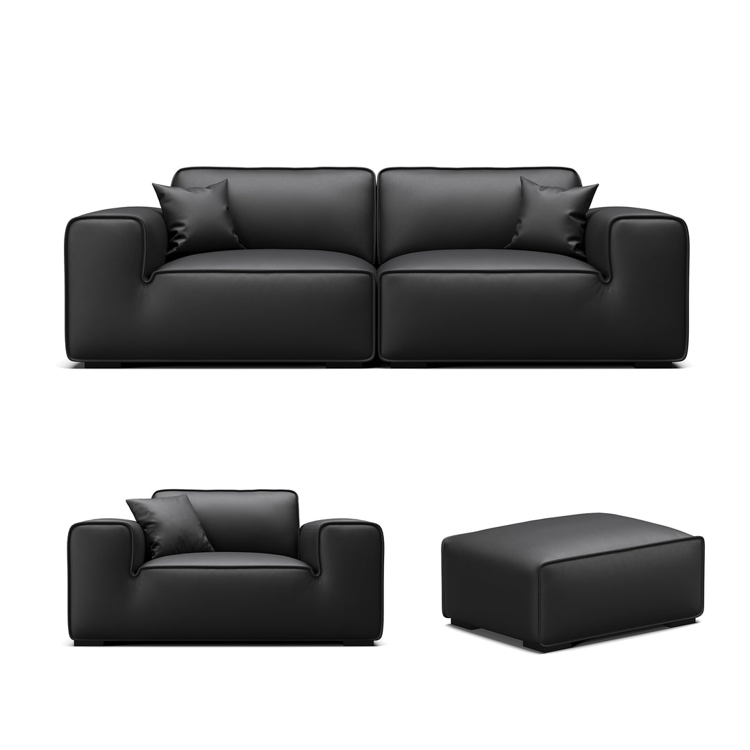 Modern modular natural black leather sofa sets