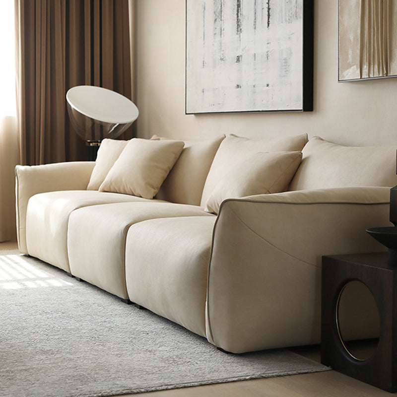 3 seater beige matte fabric modular couch upholstered sofa