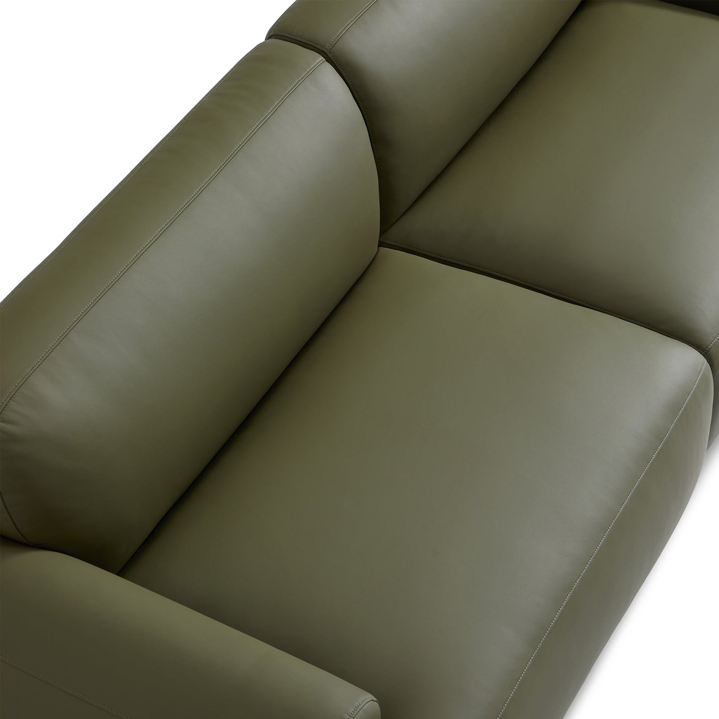 Middle back sponge filled sofa genuine leather cover modular 4 seater sofa olive