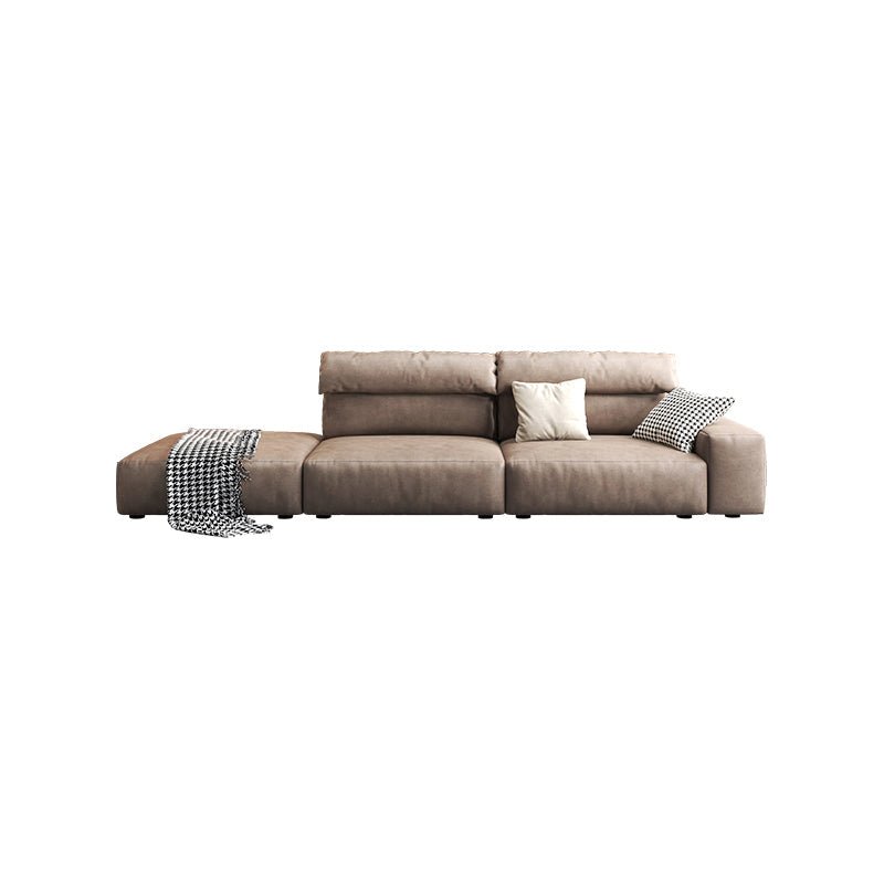 Modern Hi-Tech Fabric Brown Modular Larch Wood Frame Feather Sectional Lounge Sofa