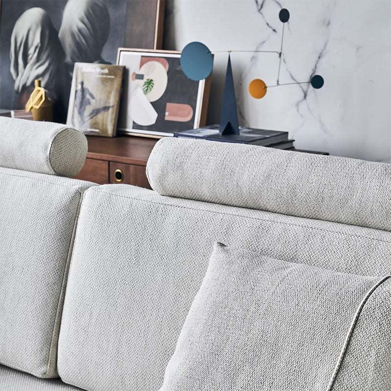 Beige fabric modular L shaped 3 seater sectional sofa