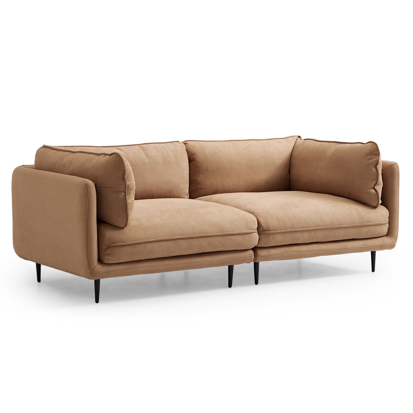 Apartment camel matte fabric 2 seater loveseat sofa