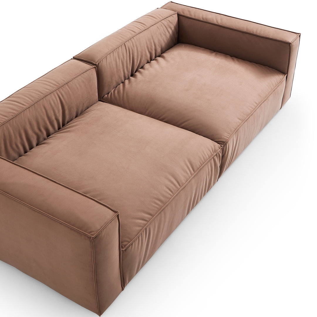 Wooden Frame Matt Fabric 4-Seater Double Chaise Sofa Bed