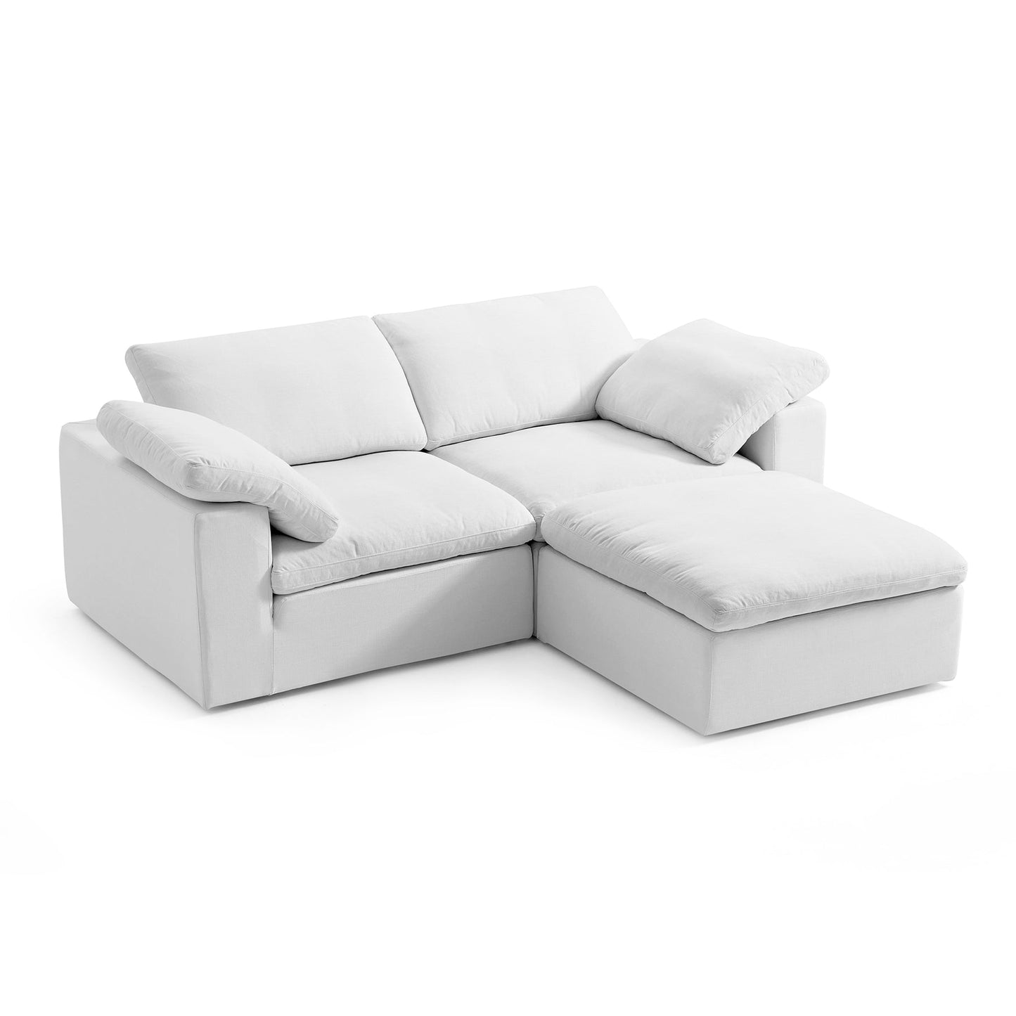 Fabric Upholstered Living Room ModularSofa with Ottoman