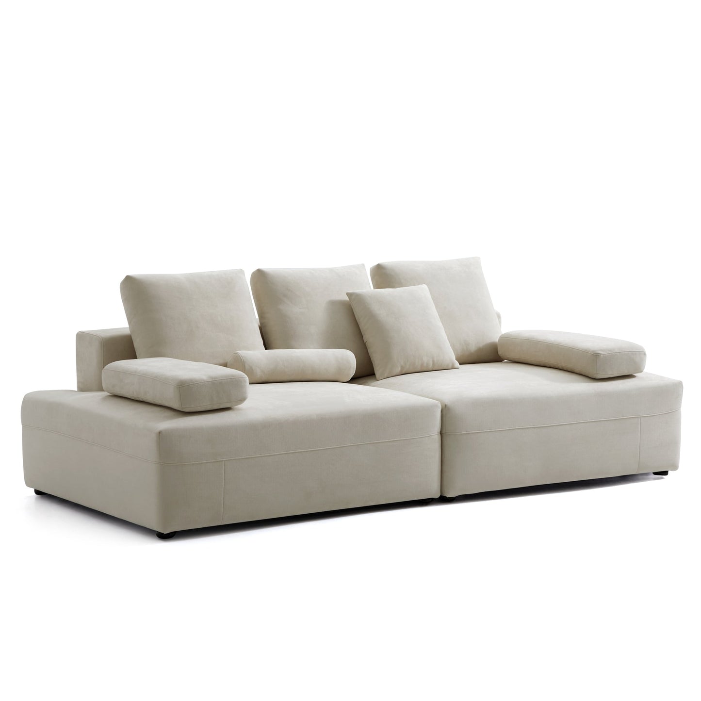 Apartment cloud beige matte fabric couch modular sofa