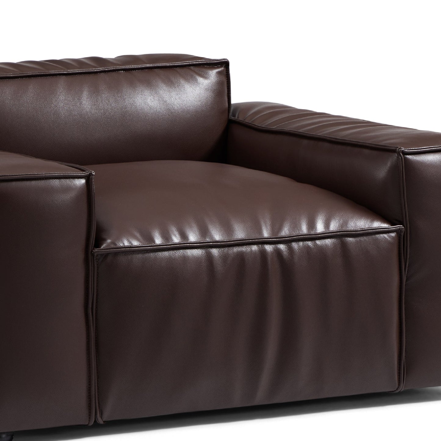 Classic interior design brown genuine leather single seater sofa