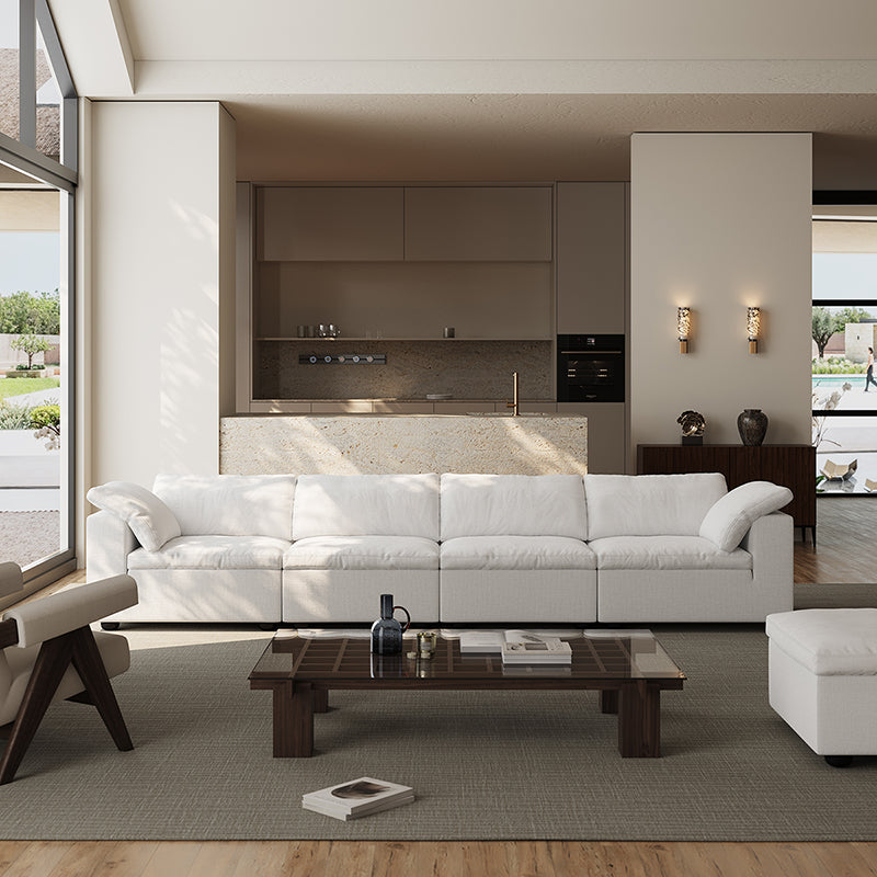 Cloud like removable easy wash cover white modular sofa