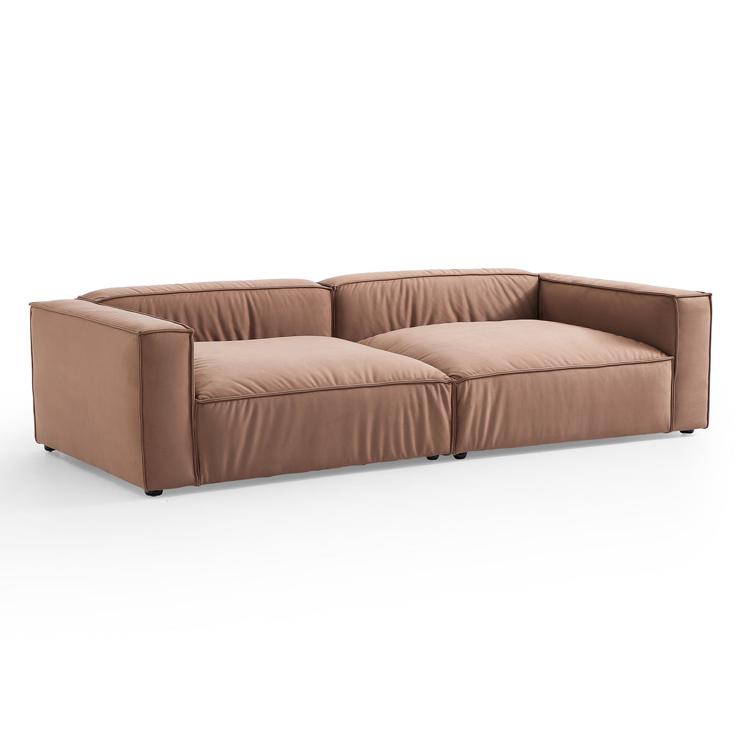 Wooden Frame Matt Fabric 4-Seater Double Chaise Sofa Bed