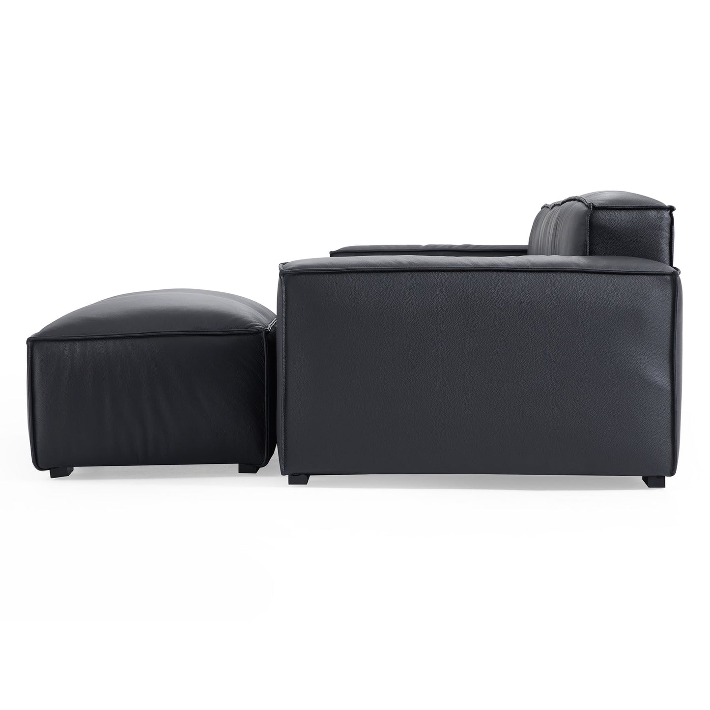 Premium living room genuine leather 3 seater sofa with ottoman